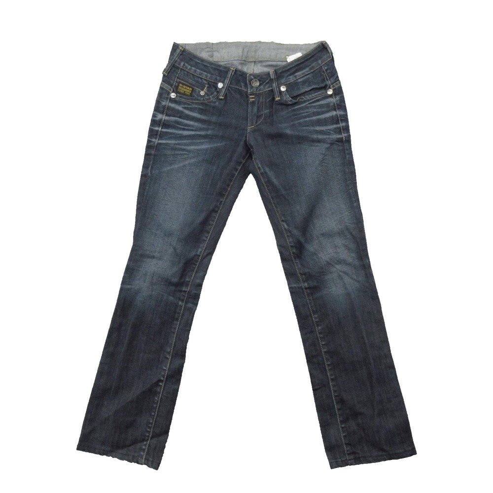 G-Star Raw Jeans Womens 28 Midge Straight Distressed Denim 28 Inseam Made Italy